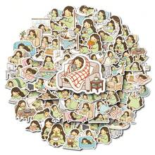 56Pcs Cute Cartoon Slouchy Girl Graffiti Stickers Q Version Cute Girl Decorative Luggage Stickers - Multicolor - View 5