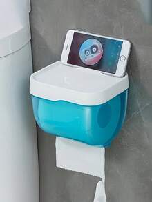 Soporte para pañuelos a prueba de agua montado en la pared con cajón, adecuado para el baño, dispensador de papel higiénico autoadhesivo, caja de pañuelos multifunción con estante de almacenamiento superior, para el hogar y el baño, accesorio comercial, accesorio de limpieza del hogar - Multicolor - Ver 9