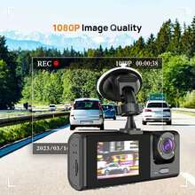 1个双通道1080P全高清行车记录仪，前后双录，带循环录制功能，2英寸显示屏，不含SD卡