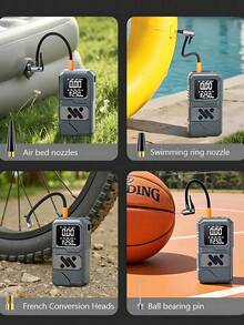 SUITU Bộ kích bình ắc quy ô tô di động kèm máy nén khí, bộ tăng áp ắc quy ô tô 12V, bơm lốp 14.8V 1500mAh 150PSI, dây cáp khởi động thông minh, đèn pin LED, màn hình LCD và đồng hồ đo áp suất lốp, phụ kiện ô tô/đồ dùng cần thiết cho ô tô/quà tặng. - Xám - Xem 8