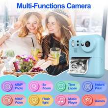 Unisex Sofort-Muster Digitalkamera, schnelle Fotoausgabe, 1080P Ultra HD Fotografie, leicht & tragbar, Hochauflösende Videoaufnahme, 8x optischer Zoom mit Bildstabilisator, Timer-Aufnahme, inklusive 3 Rollen Druckerpapier, ideales Geschenk zu Weihnachten, Geburtstag, Valentinstag, Partys usw. - Kreatives Geschenk für Paare, Freunde, Familie - Blau (1300mAh wiederaufladbarer Akku) - ZSK-CA02 - Übersicht 8