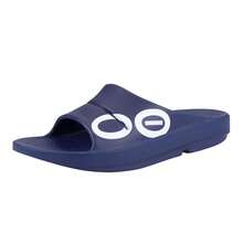 OOFOS OOahh Unisex Slide Sandals (Bonus Rubber Massager) (Men 7 Women 9, Navy) - 藏蓝色 - 查看 1