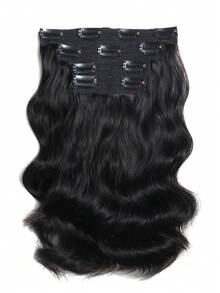 [100% Human Hair] Double Drawn 4Pcs Loose Wave Clip In Hair Extensions Human Hair Extension With 11 Clips Double Weft 100G Weight Natural Look For Women - SNatural - View 2