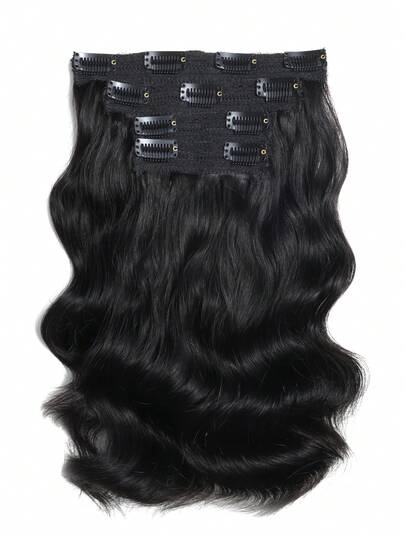 [100% Human Hair] Double Drawn 4Pcs Loose Wave Clip In Hair Extensions Human Hair Extension With 11 Clips Double Weft 100G Weight Natural Look For Women