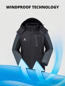 CAMEL CROWN Men's Waterproof Warm Ski Jacket With Faux Fur Fleece Lining And Detachable Hood, Winter - Dark Gray Phantom Black - View 4