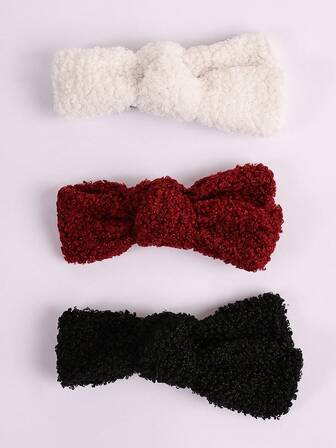 1pc Solid Color (Black, White, Burgundy) Casual Versatile Teddy Fleece Bangs Clip, Comfortable Soft Hair Accessory, Claw Clips, Hair Slide, Hair Barrettes, Hair Accessories, New Year Glamour