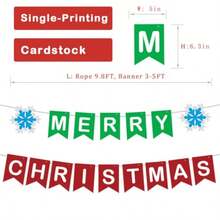 QY- Merry Christmas Banner Red Green Letter Banner No DIY 300g Paper Christmas Decorations For Home Party Office Decor Holiday Celebrations Xmas Decor With Snowflake -3788 - 紅色綠色白色 - 查看 4