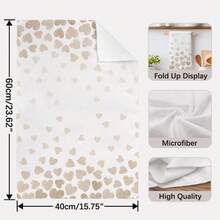 MEMNUN 2条装奶茶色水彩渐变爱心“爱你更多”印花厨房巾，可作餐巾、手巾、抹布，尺寸15.75*23.62英寸（40*60厘米），超柔软微纤维材质，现代厨房配件，可机洗，适用于餐厅、厨房、家居装饰、礼品，四季皆宜。 - 彩色 - 查看 4