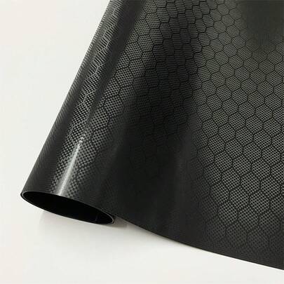 Premium PET Black Hex Carbon Fiber Vinyl Wrapping Film Honeycomb Car Wrap Air Release For Vehicle Motorcycle Decal