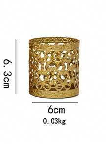 1pc Golden Geometric Hollow Candlestick, Wrought Iron Candlestick, Creative Aromatherapy Candle Cup, Home Decoration Ornament, Candlestick Decoration, Stars And Moon, Golden Color, Tray, Atmosphere Candlestick, Valentine's Day Gift, Home Decoration Ornament