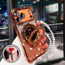 16合1防震手机壳+闪亮珠子挂绳+闪亮化妆镜+磁吸支架，兼容 6/7/8/X/XS/XR/11/12/13/14/15/16、Galaxy S22/23/24、A04/05/06/A14/A15/A16/A24/A25/A34、Note 7/8/9/10/11/12/13、9/10/12/13C、MOTO、荣耀X、HW、C53 C55等机型 - 橘色 - 查看 2