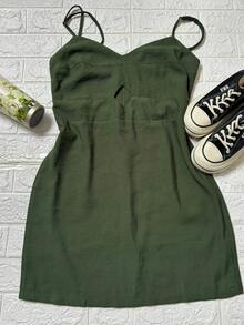 Short Dress, Girly - Verde oscuro - Ver 1