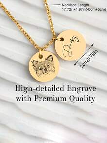 Customized Pet Memorial Necklace - Stainless Steel Necklace Engraved With Pet Portrait And Message - Personalized Commemorative Gift For Dog And Cat Lovers, Birthday, Thanksgiving, Christmas Gift, Can Be Used In Four Seasons