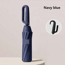 1把防风自动伞，24根伞骨，高密度防水面料，全自动反向折叠 - 旋转环锁手柄 - 易携爪柄 - 便携旅行伞 - 防雨防紫外线，UPF50+，黑色防紫外线涂层，一键开合，适用于暴雨和大风天气，雨季必备