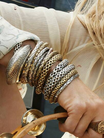 Paquete de 7 pulseras de cadena gruesa con diseño básico vintage, joyas de pulsera de moda para uso diario de mujeres