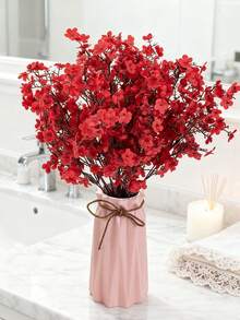 1/80 Bundle Artificial Baby's Breath Flower Bouquet, Suitable For Spring Decor, Wedding Decor, Home Decor, Kitchen, Restaurant, Bedroom, Bathroom, New Year Decor, Vase Decor, Outdoor Garden - Red - View 9