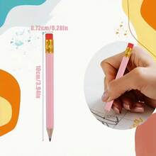 9pcs Elegant Pink Mini Pencils - 0.7mm Lead, Pre-Sharpened With Erasers, 4 Inch (Pink, Girly Style), Suitable For Gifts, Parties, Daily Use, Drawing, Art Supplies, Modern Design, Office Stationery, Fashion Stationery, Crafted From Select Wood, Creative Professionals, School Supplies, Office, Gifts, Back To School, Bridal Shower Decor, Games And Educational - Baby Pink - View 2