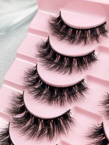 10 Pairs Of 3D Fluffy Artificial Mink Slim False Eyelashes Thick False Curling False Eyelashes 3D Natural False Lashes Suitable For Holiday Parties False Eyelashes Cat Eye Lashes For Cosplay Manga Various Occasions