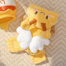 Disfraz de abeja para perro, suave y cálido, con botones a presión y capucha de felpa, ideal para Halloween. - Amarillo - Ver 2