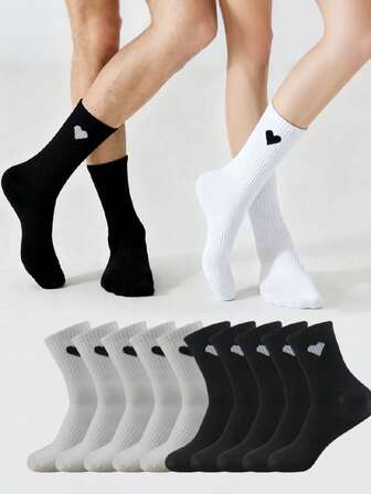 10 par svarta och vita vadstrumpor, mångsidiga för vardagsbruk och sport