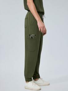 男士医用工作裤，舒适百搭，纯色简约多口袋设计，适用于工作、牙科、医疗保健、宠物医院、实验室等场所，亦可作为男士制服或医用制服穿着。