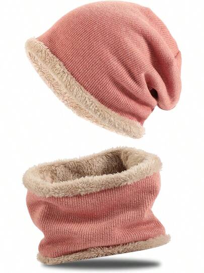 Cálido Conjunto de Gorro y Bufanda de Invierno. Moderno Gorras Tejido para Hombres y Mujeres
