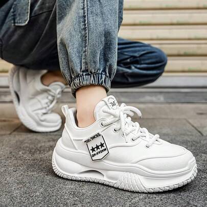 2025冬季新款男士时尚保暖厚底运动鞋增高休闲百搭白色鞋