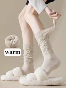 3/2/1 Pair, Women's Mid Tube Socks, Women's Pile Socks, Preferred Fabric/Soft Breathable/Simple/Comfortable/Breathable, Suitable For Pairing With Knee High Boots/Flat Shoes/Clothes/Skirts, Women's Calf Socks, Women's Short Socks, Suitable For Family Gatherings And Outdoor Dates, Suitable For Relaxing At Home/Shopping/Outdoor Dates/Walking And Other Light Sports, Can Be Used As Gifts For Holidays Such As Christmas/Valentine's Day/Thanksgiving - Multicolor - View 4