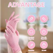 50/100pcs Disposable Nitrile Gloves, Light Pink, Suitable For Various Uses Including Kitchen And Bathroom Cleaning, Dishwashing, Nail Care, Pet Grooming, Etc(No Box) - Baby Pink - View 8