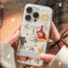 17Pro/16e/15pro/14/13/12/11 Plus// Phone,Cartoon &,Cute Cartoon &Festive Style,Gifting, New Year Parties, Daily Street Style & Autumn/Winter Tech Accessory Crystal Clear White Light IND|Animal Party|Folding Stand|Gift| Suitable 11 12 13 14 15 16 17 Pro. Accessories - 混合顏色 1 - 查看 6