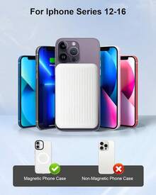 2025 Upgraded 5000mAhMagSafe Wireless Power Bank | 20W Fast Charging Ultra-Slim Magnetic Battery Pack | Hands-Free Stand Compatible With IPhone 12-17 Plus/Pro Max | Portable Emergency Charger For Summer Outdoor Travel Camping Hiking, Ideal Gift - 黑色 - 查看 6