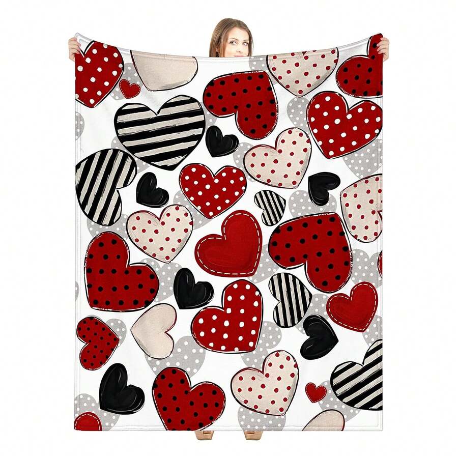 Buryeah Valentine's Day Blanket Throw Gifts Candy Hearts Love Throw Blanket Vintage Couch Sofa Soft Warm Bed Blankets For Women Men Conversation Party,  Inch(Vintage Heart) 3D Printed Throw Blanket Easy To Carry For Travel Picnic - Multicolor - View 1