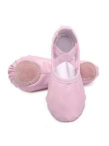 Children's PU-Leather Ballet Shoes, Girls Indoor Soft-Soled Dance Shoes, Pink Practice Shoes, Flat-Bottomed Slippers, Comfortable And Durable, Non-Slip - Pink - View 4