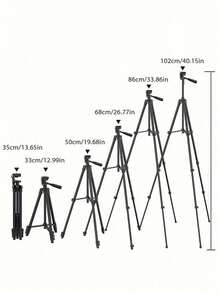 Portable Aluminum Extendable Camera & Phone Tripod Stand With Universal Mount & Pan-Tilt Head, Compatible With DSLR Cameras (Mainstream Brands),Smartphones (Apple Phones, Android Phones),GoPro,Projector, For Photography, Selfie, Live Streaming, Vlogging, Video Recording, Video Conference For Winter Vacation, Travel, Outdoor Activities, Live Streaming, Stable Recording Vacation Travlel Outdoor Activities Live Streaming Stable Recording Selfie Stick Vlogging Equipment Strong Load-Bearing - Black - View 4