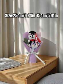 卡通熊花束，祝贺装饰，迷你熊医生花束，婚礼派对装饰，毕业派对装饰及礼物，教师节礼物，毕业季礼物，熊医生花束，成品针织花束，送给同学的创意礼物，针织羊毛花束，医生帽熊礼物 - 彩色 - 查看 4