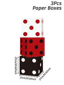 Pudełko na 3 kostki do gry, gigantyczne pudełko na imprezę w stylu Vegas, dekoracja na przyjęcie urodzinowe, dekoracja balu maturalnego, rekwizyty do fotobudki, pudełko na upominki, artykuły do pakowania prezentów, artykuły na środek stołu, ozdoby stołowe, upominki na przyjęcie, dekoracje tła na przyjęcie świąteczne, rekwizyt na wieczór gier - sito - Zobacz 7