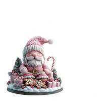 Decoración de escritorio de acrílico en estilo bohemio rosa de Papá Noel en 2D, pieza de exhibición navideña