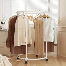 2 Styles Rotating Clothes Rack With Wheels - Sturdy 16mm Metal Tube, Independent Hanging Clothes Rack, Portable Design, Efficient Clothing Storage And Display, Black/White, Laundry Room Organizer | Hexagon Design | Metal Structure Rotating Clothes Rack With Wheels - Stable Storage Easy Operation, Efficient Clothing Display, Metal Structure Laundry Room Storage Clothes Rack