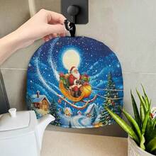Santa Claus Warm Tea Cozy For Teapot Insulated Tea Pot Cover For Home Kitchen Accessories Cotton Tea Cozy Teapot Dust Protector Tea Cozies Covers For Christmas Decorative,CuteSantaClaus-Blue - 可愛的聖誕老人-藍色 - 查看 6