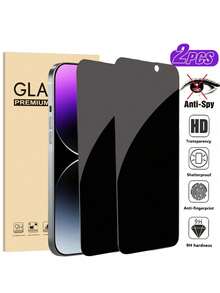 2pcs 6.9-Inch Screen Protector For IPhone 17, 16 Pro Max, 16 Pro, 16e, 16, 16 Plus, 15 Pro Max, 15, 15 Pro, 15 Plus, 14 Pro Max, 14, 14 Plus, 14 Pro, 13 Pro Max, 13, 13 Pro, 12 Pro Max, 12, 12 Pro, 11, 11 Pro Max, 11 Pro, XS, XS Max, Privacy Protection, Ultra-Clear Tempered Glass, 9H Hardness, Magnetic Installation, Eye-Care Anti-Glare, Compatible With Phone Cases