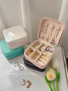 Caja para joyería, caja de baratijas, caja de almacenamiento de collares, aretes y pulseras, soporte para broches/brazaletes/anillos, estuche de joyería portátil para viajes - Joyero - Ver 12