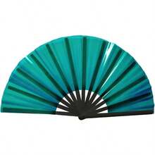 Galaxy Rave Fans Large Folding Popping Hand Fan For Line Dancing Big Clacking Clap Handheld Fans Foldable For Boots On The Ground Dance Music Festival Party As Rave Outfits Accessories For Women - 綠色 - 查看 1