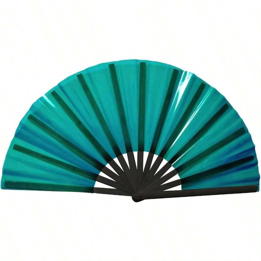 Galaxy Rave Fans Large Folding Popping Hand Fan For Line Dancing Big Clacking Clap Handheld Fans Foldable For Boots On The Ground Dance Music Festival Party As Rave Outfits Accessories For Women - 綠色 - 查看 1
