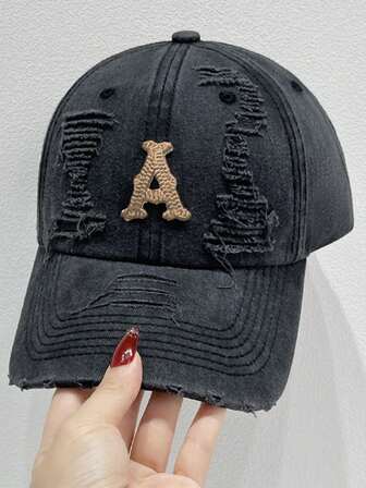 1 Pieza de Gorra de béisbol/Gorra de camionero/Gorra bordada con letra/Gorra con visera/Gorra de papá de unicolor vintage desgastada, apta para uso al aire libre, viajes, escalada de montaña, vacaciones en la playa