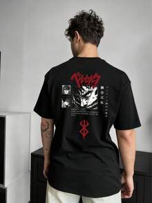 GRDR 男士夏季图案印花短袖T恤，适合夏季的设计 - 黑色 - 查看 3