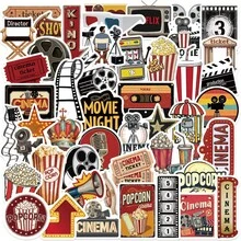50pcs Retro Movie Stickers, Cartoon Y2K Stickers, Fun Stickers, Aesthetic Stickers, Art Stickers, Cool Stickers, Waterproof Vinyl Stickers, Suitable For Laptop, Phone, Car, Skateboard, Water Bottle, Scrapbook, Computer, Diary - Cinema - View 9