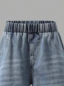 少女蝴蝶印花卫衣和浅蓝色做旧直筒牛仔裤两件套休闲套装，春秋季 - 白色 - 查看 7