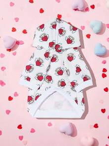 LUCKIE LABO 1件情人节天使爱心印花连帽衫，可爱休闲宠物服装，适合吉娃娃等小型犬，室内外均可穿着。 - 白色 - 查看 2