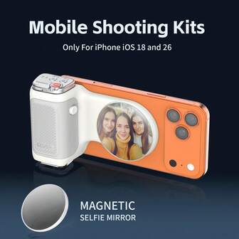 COMITOK MOCA Magnetic Phone Grip For Iphone Models (Compatible With IOS18/IOS26) - Selfie Mirror, Anti-Drop Design, Detachable Remote & Keychain Hook, No App Needed, Selfie/Video/Live Shooting Essential | Must-Have Gift For Photographers