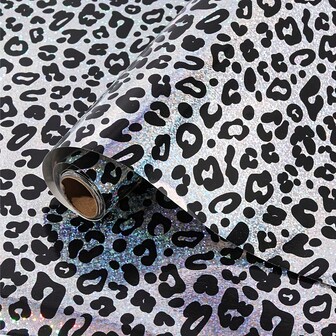 1卷炫彩豹纹包装纸 - 17英寸 x 9.8英尺（43 x 300厘米）优质礼品包装纸，带有闪亮亮片装饰，适用于生日、节日、周年纪念日、派对等场合